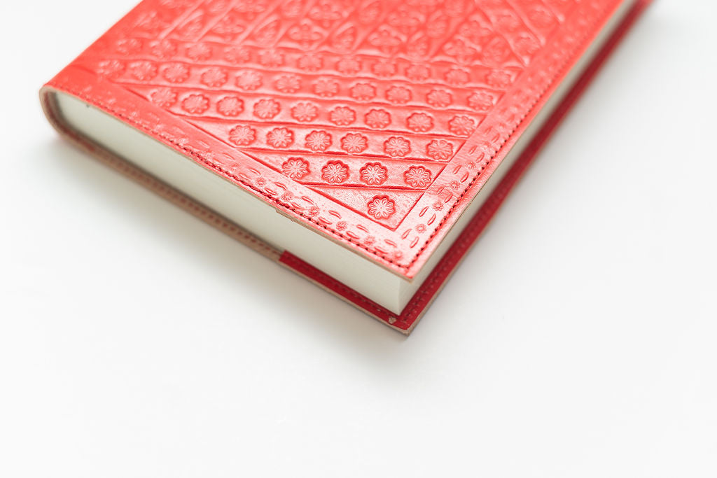 Embossed Buffalo Leather Journal/Notebook - Saffron