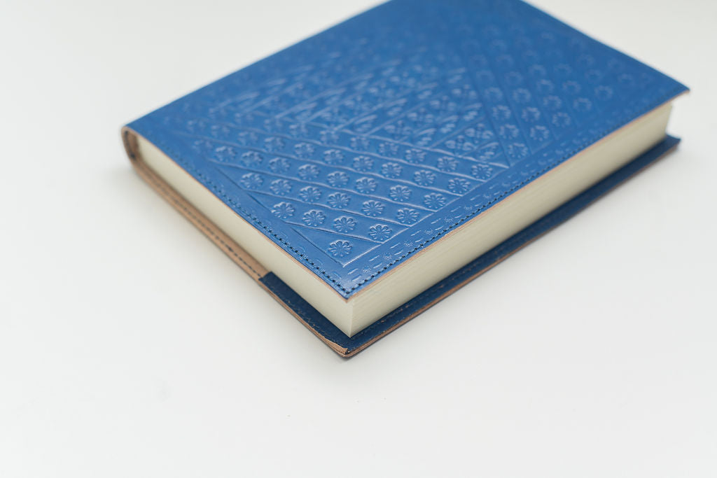Embossed Buffalo Leather Journal/Notebook - Denim