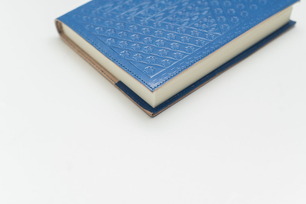 Embossed Buffalo Leather Journal/Notebook - Denim